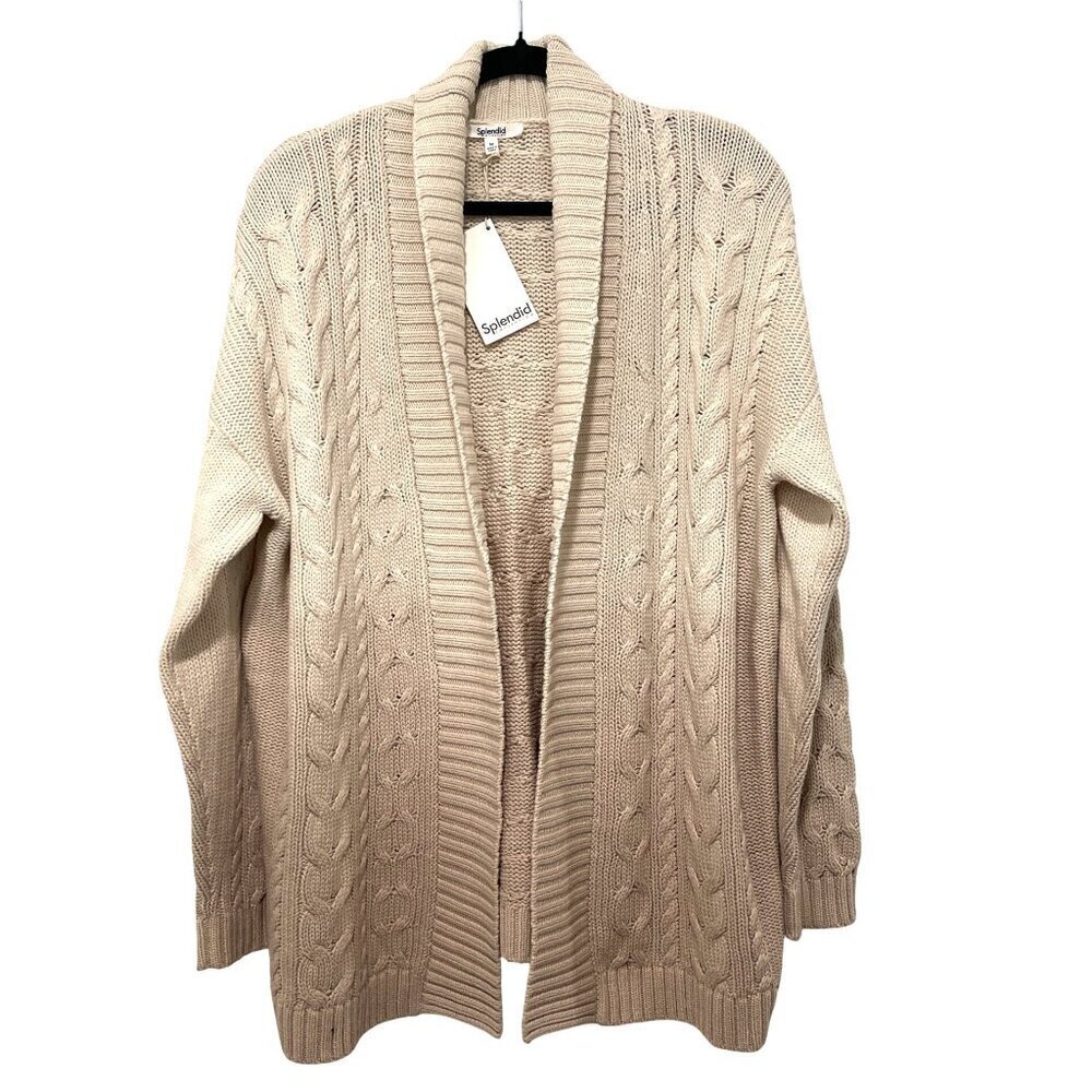 Splendid Ombre Cable Knit Open Front Cardigan Sweater Small NWT